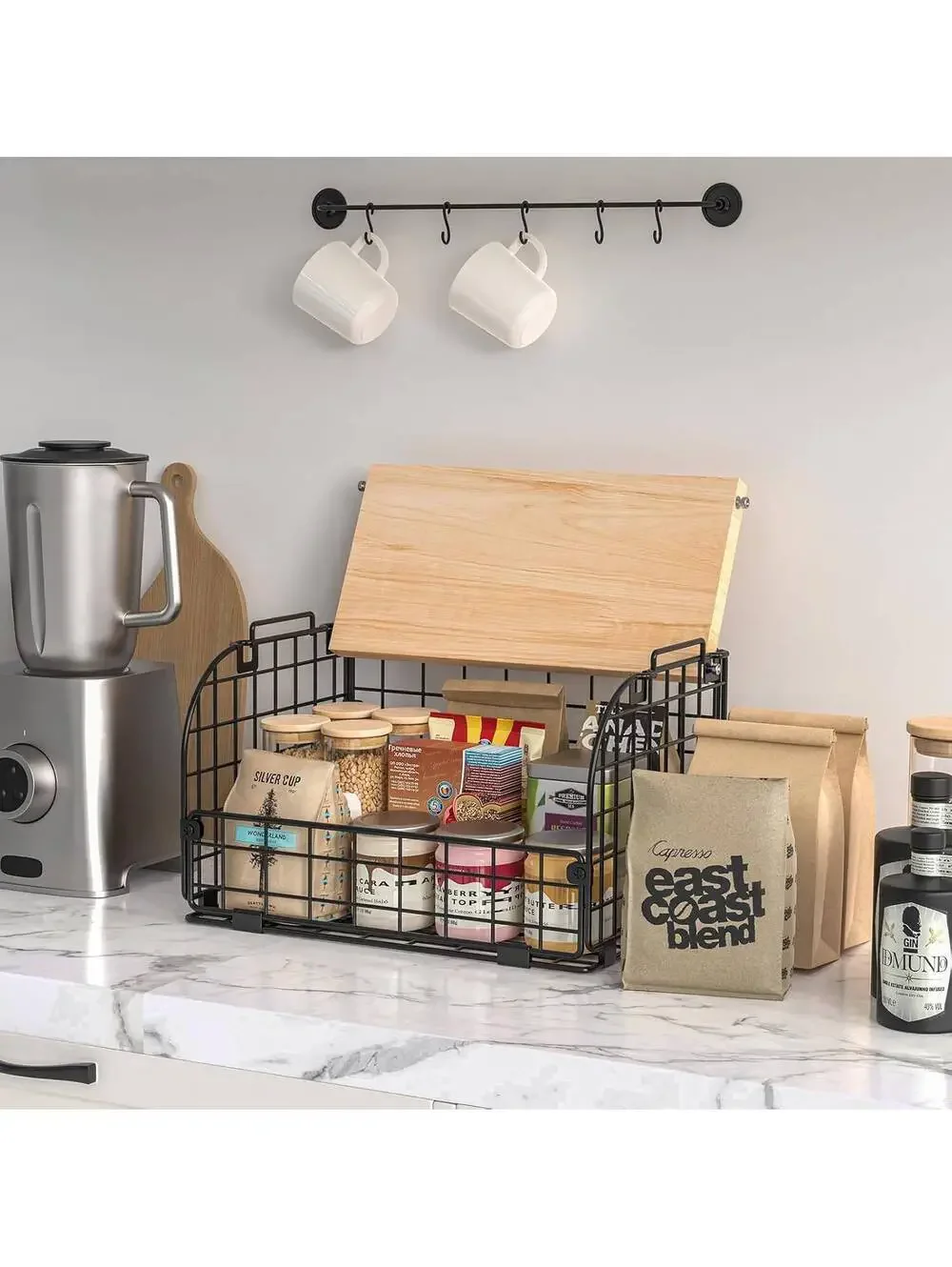 Stackable Wire Basket with Openable Top, 2-Piece
